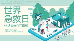 Karikatür düz animasyon rüzgar Dünya İlk Yardım Günü kamu refahı tanıtım PPT şablonu