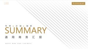 Modèle PPT de rapport d'activité avec fond de barre oblique simple blanc