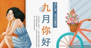 Creative fashion cartoon illustration style September event planning PPT template