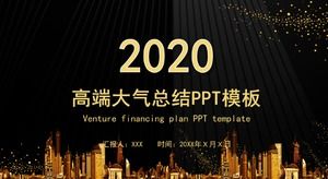 Modelo de PPT de resumo de trabalho empresarial de vento de ouro preto de alta qualidade