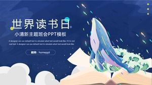 Mavi minimalist dünya kitap günü kitap raporu ppt şablonu
