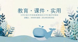 Template PPT courseware pengajaran kartun kecil yang segar