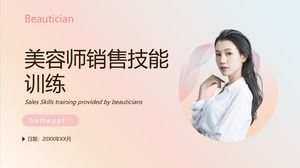 Kosmetyczka Trening umiejętności sprzedażowych Szablon PPT do pobrania na różowym tle gradientowym