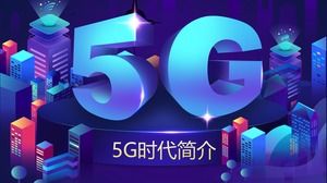 Blaue 2,5-D-PPT-Vorlage für die Einführung der 5G-Ära im dreidimensionalen Stil