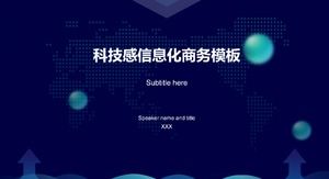 Atmospheric dark blue technology sense information business PPT template