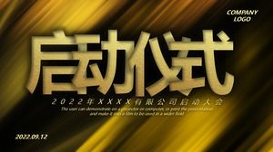 Wysokiej klasy czarny złoty styl biznesowy ceremonia rozpoczęcia imprezy firmowej szablon PPT