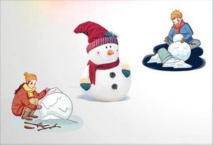 5 exquisite cartoon snowman PPT material download