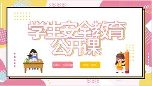 Télécharger le modèle PPT de classe ouverte d'éducation à la sécurité des étudiants de style Memphis rose