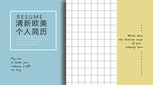 Templat PPT resume gaya Eropa dan Amerika dengan latar belakang kotak biru dan kuning segar Templat PPT resume gaya Eropa dan Amerika dengan latar belakang kotak biru dan kuning segar