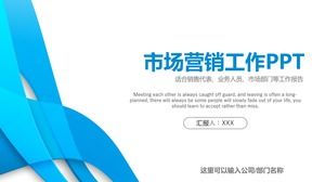 Templat ppt ringkasan laporan kerja pemasaran gaya bisnis biru