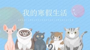 Cartoon small animal theme winter holiday life ppt template