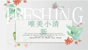 Edebi suluboya güzel küçük taze PPT şablonu