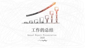 Exquisite and creative hand-painted year-end summary PPT template