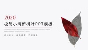 Creative minimalist small fresh art fan leaves work summary plan ppt template