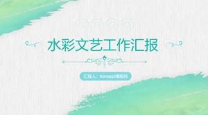 Green fresh watercolor literature and art work report ppt template