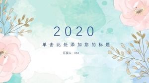 Modello PPT di piccoli fiori ad acquerello freschi ed eleganti