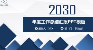 Templat PPT laporan ringkasan kerja tahunan berwarna biru