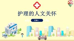 Cartoon yellow hospital nurse nursing work report ppt template