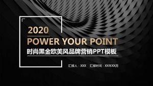 Modèle PPT d'entreprise de fans européens et américains de mode en or noir