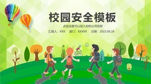 Мультяшные учащиеся начальной и средней школы кампуса, знания по безопасности, образование, шаблон PPT