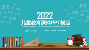 Hellgrüne PPT-Vorlage für Cartoon-Bildungskurse für Kinder