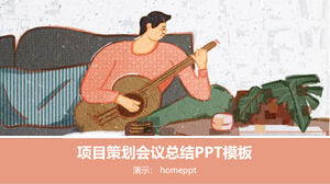 مرسومة باليد بسيطة تخطيط مشروع اجتماع قالب ppt