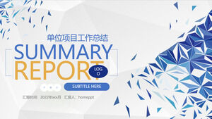 Yeşil mavi birim proje çalışma raporu özeti ppt şablonu