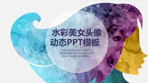 Aquarell Beauty Avatar kreative dynamische abstrakte Kunst PPT-Vorlage