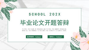 Small fresh graduation thesis opening and defense research plan ppt template