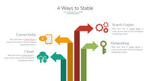 Empat panah lipat berdampingan grafis PPT