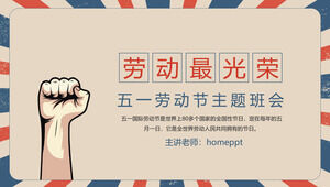 Retro May 1st Labor Day theme class meeting PPT template