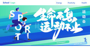 Modèle PPT de planification de réunion sportive scolaire dynamique "La vie ne s'arrête jamais"