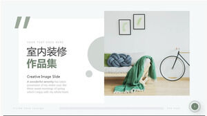 Zielony świeży wiatr szablon portfolio projektowania wnętrz PPT