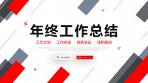 Șablon PPT de rezumat al lucrărilor de sfârșit de an cu fundal roșu și negru