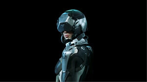 동적 공상 과학 기술 바람 물리적 스캔 애니메이션 PPT 템플릿