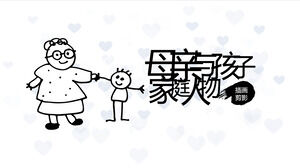 Madre e hijo familia personajes ilustración silueta ppt material