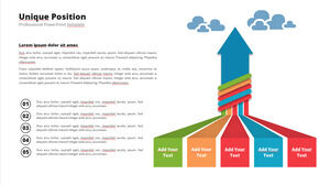 Colore freccia crescente cinque grafica PPT parallela