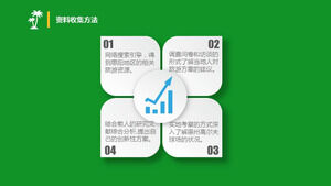 Green petal-shaped micro-stereoscopic four side-by-side PPT template