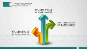 Warna panah tiga dimensi berdampingan grafik PPT