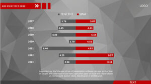 Серая и красная многолетняя диаграмма PPT для сравнения данных за два года