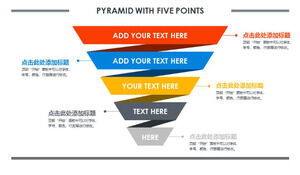 Цветной перевернутый 5-слойный пирамидальный графический шаблон PPT