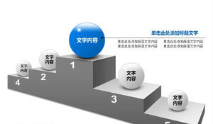 Gráfico PPT de relacionamento hierárquico estilo escada azul-cinza