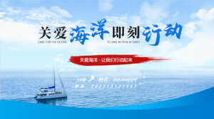 Sich um den Ozean kümmern, sofortige Maßnahmen - Blaue Meeresschutzwerbung ppt-Vorlage
