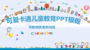 Cute cartoon children's kindergarten education courseware PPT template