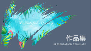 Japoński mały świeży szablon prezentacji portfela w stylu PPT