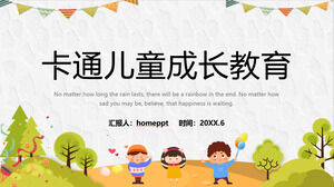 Cartoon children's background growth education theme PPT template