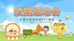 Modèle PPT de réunion sportive sur le campus de vent de dessin animé