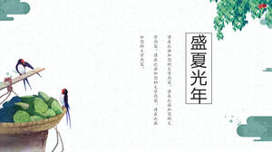 Modelo de PPT geral de resumo de trabalho de ano-luz de verão japonês