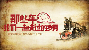 Szablon PPT w stylu nostalgicznego zjazdu z klasy