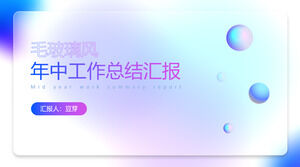 Frosted glass wind mid-year work summary report ppt template